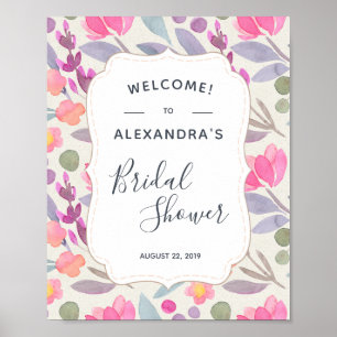 Traumhafte Aquarell-Blumen   Hochzeitsdusche-Willk Poster