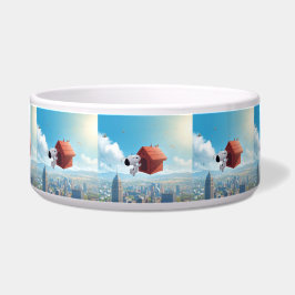 Traumhafte Beagle-Floating-City-Comic-Illustration Napf