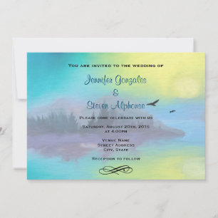 Traumhafte Bergseenlandschaft Hochzeit Einladung