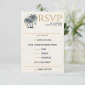 Traumhafte blaue Palmen - Speisen RSVP Karte (Stehend Vorderseite)