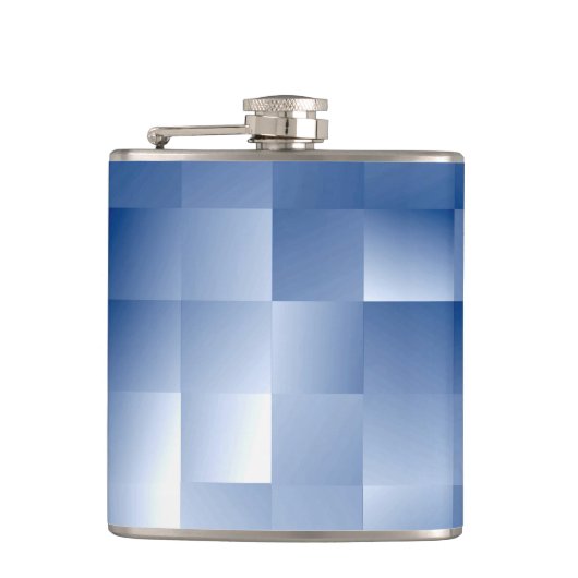 Traumhafte blaue Töne in einem quadratischen Muste Flachmann (Vorderseite)