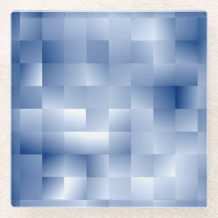 Traumhafte blaue Töne in einem quadratischen Muste Glasuntersetzer