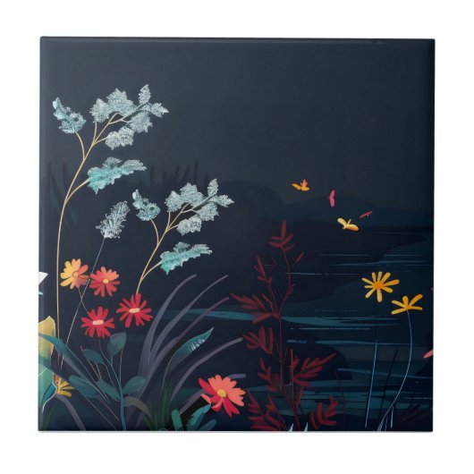 Traumhafte Blumenlandschaft 2 Fliese (Vorderseite)
