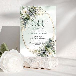 Traumhafte Botanische Boho-Goldene Hochzeitsdusche Einladung