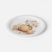 Traumhafte Dekoration mit Kürbis und Blätter Pappteller (Schrägansicht)