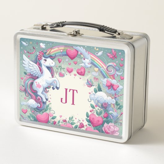 Traumhafte Einhörner und Regenbogen-Lunchbox Metall Brotdose (Vorderseite)