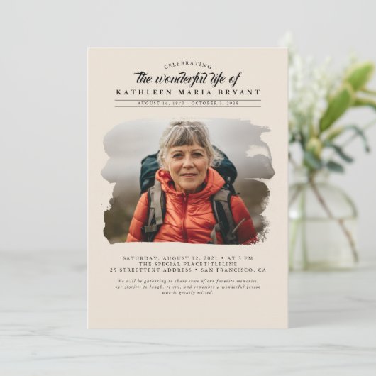 Traumhafte Elegante Feier zum Foto der Beerdigung Einladung (Stehend Vorderseite)