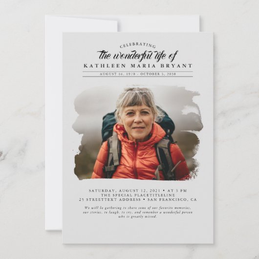 Traumhafte Elegante Feier zum Foto der Beerdigung  Einladung (Vorderseite)