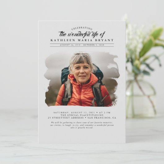 Traumhafte Elegante Feier zum Foto der Beerdigung  Einladung (Stehend Vorderseite)