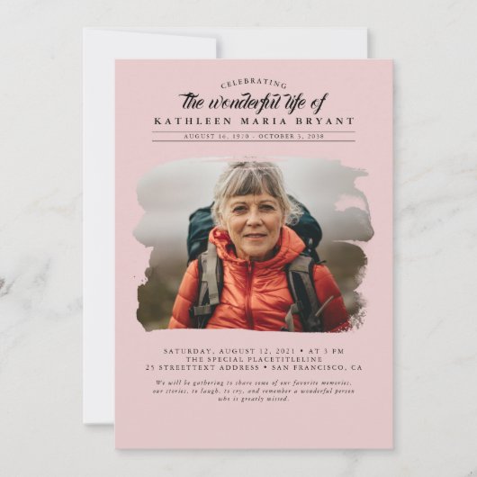 Traumhafte Elegante Feier zum Foto der Beerdigung Einladung (Vorderseite)