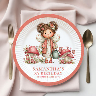 Traumhafte Fee 2. Geburtstag Rosenrote Blumen Papi Pappteller