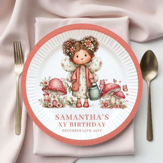 Traumhafte Fee 2. Geburtstag Rosenrote Blumen Papi Pappteller