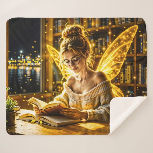 Traumhafte Feenbrille und Bücher Sherpadecke (Vorderseite (Horizontal))