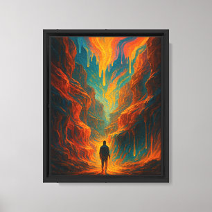 Traumhafte Feuer- und Türkis-Kunst auf gedehntem L Leinwanddruck