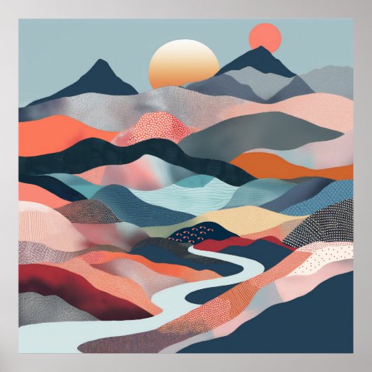 Traumhafte Flussfahrt durch eine abstrakte Welt Poster (Vorne)