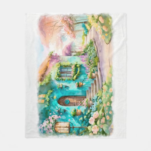 Traumhafte Hütte im Bloomlight - 50x60 Throw Blank Fleecedecke (Vorderseite)