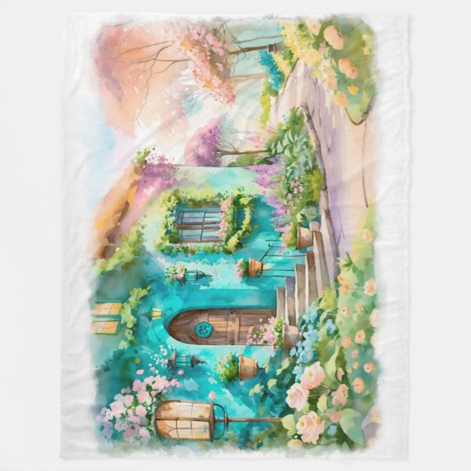Traumhafte Hütte im Bloomlight - 60x80 Throw Blank Fleecedecke (Vorderseite)