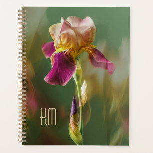 Traumhafte Iris-Blumen-Foto-Kunst mit Monogramm (G Planer