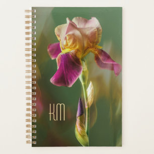 Traumhafte Iris-Blumen-Foto-Kunst mit Monogramm (k Planer