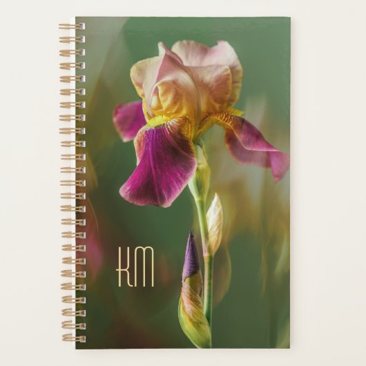 Traumhafte Iris-Blumen-Foto-Kunst mit Monogramm (k Planer (Vorderseite)