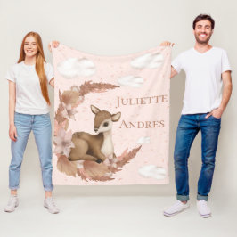 Traumhafte kleine Bambi & Wolken| Blume Baby Kinde Fleecedecke