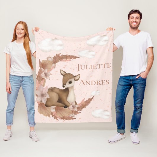 Traumhafte kleine Bambi & Wolken| Blume Baby Kinde Fleecedecke (Beispiel)