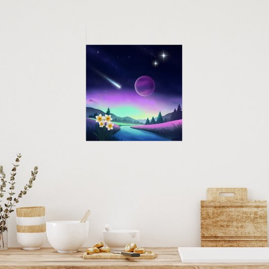 Traumhafte kosmische Landschaft Poster (Küche)