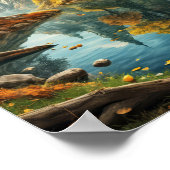 Traumhafte Landschaft mit magischer Burg und Fluss Poster (Ecke)