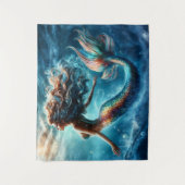 Traumhafte Meerjungfrau Fantasy-Kreatur Wandteppich (Vorderseite)