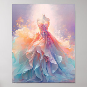 Traumhafte Pastell-Couture-Kleid Kunst Poster