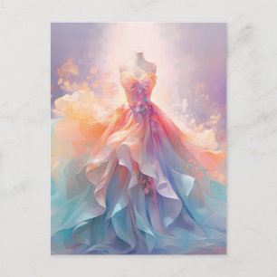 Traumhafte Pastell-Couture-Kleid Kunst Postkarte