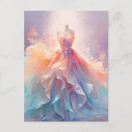 Traumhafte Pastell-Couture-Kleid Kunst Postkarte (Vorderseite)