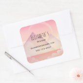 Traumhafte Pastelle Bergwelt Business Quadratischer Aufkleber (Umschlag)