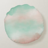 Traumhafte Pastellfarben Rosa und türkisfarbenes K Rundes Kissen (Rückseite)