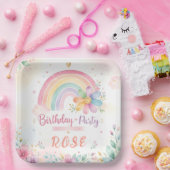 Traumhafte Regenbogen-Blumen Pappteller (Party)