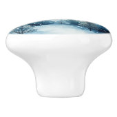 Traumhafte schneebedeckte Winterlandschaft Keramikknauf (Seitenansicht)