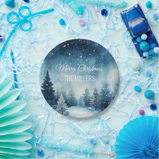 Traumhafte schneebedeckte Winterlandschaft Pappteller (Party)