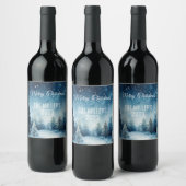 Traumhafte schneebedeckte Winterlandschaft Weinetikett (Flaschen)