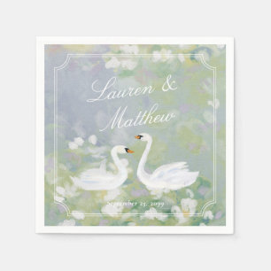 Traumhafte Schwanensee-Hochzeitsservietten Serviette