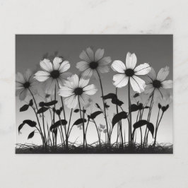 Traumhafte Schwarz-Weiß-Blumen-Schatten Postkarte