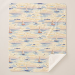 Traumhafte Segelboote Ozean Aquarellmuster (2) Sherpadecke