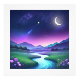 Traumhafte Sternenlicht-Flusslandschaft Serenität Fotodruck