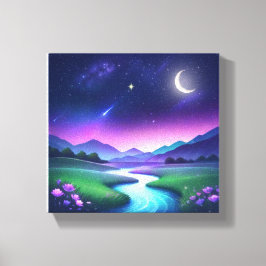 Traumhafte Sternenlicht-Flusslandschaft Serenität Leinwanddruck
