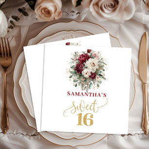 Traumhafte Sweet Sixteen Blush Burgunder Serviette