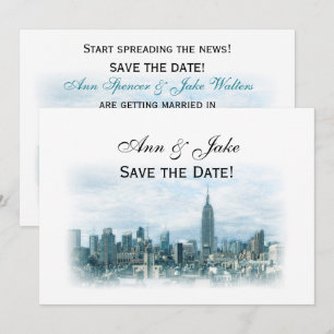 Traumhafte Teal NYC Skyline Save the Date H Einladung