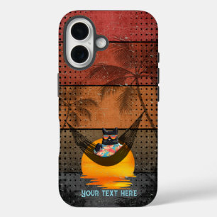 Traumhafte Tropenlandschaft der Coolen Katze iPhone 16 Hülle