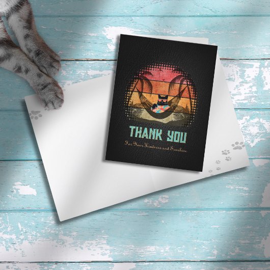 Traumhafte Tropenlandschaft der Coolen Katze Dankeskarte