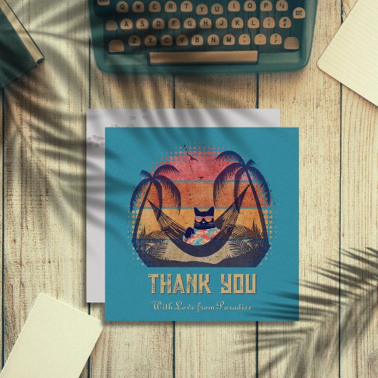 Traumhafte Tropenlandschaft der Coolen Katze Dankeskarte