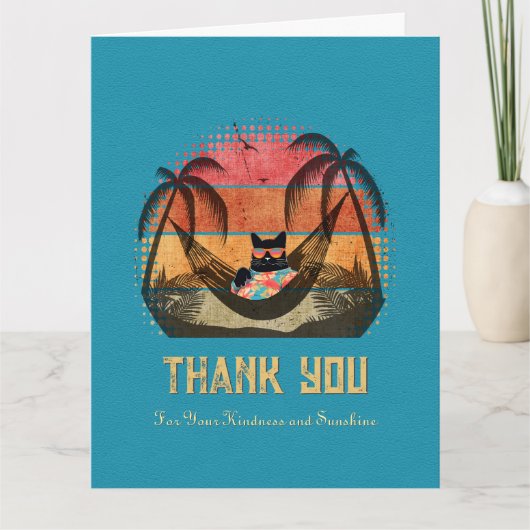 Traumhafte Tropenlandschaft der Coolen Katze Dankeskarte (Vorderseite)