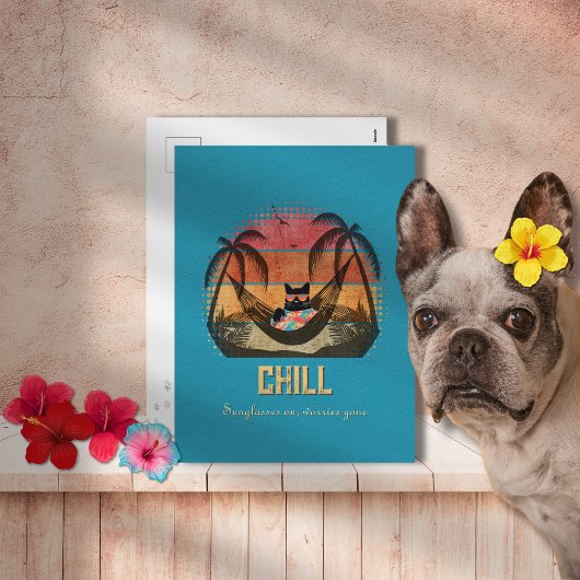 Traumhafte Tropenlandschaft der Coolen Katze Feiertagspostkarte